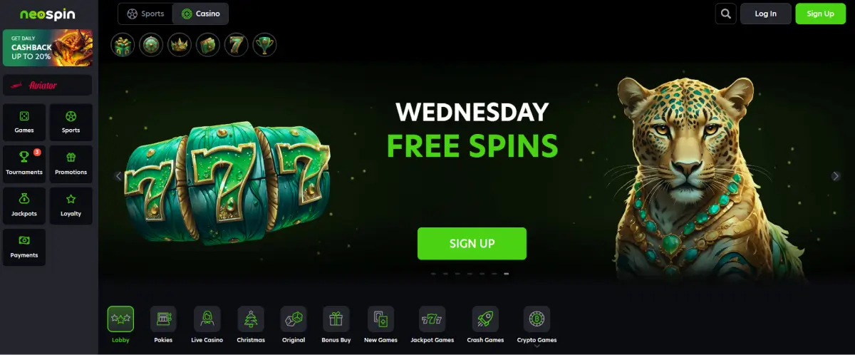 Wednesday free spins on Neospin Wednesday free spins
